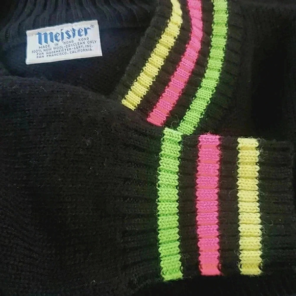 Preppy Y2K Vintage Retro Cozy Medium Ski Rainbow Wool Unisex Pullover Varsity - Picture 4 of 4